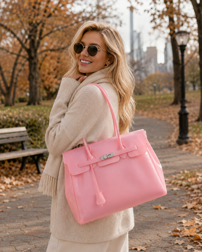Jelly Tote Bag, Large Capacity TPU, Clear Bag for concert, Commuting, Beach-Pink