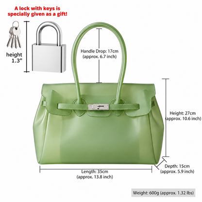Jelly Tote Bag, Large Capacity TPU, Clear Bag for concert, Commuting, Beach-Lime Green