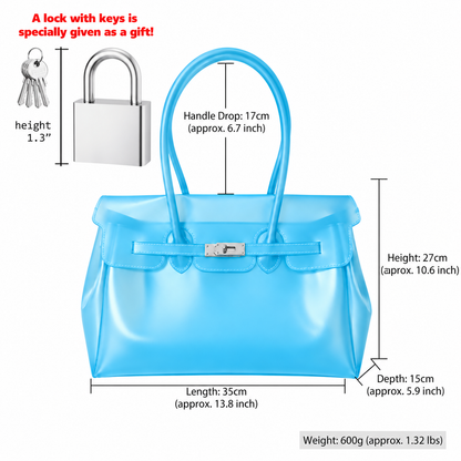 Jelly Tote Bag, Large Capacity TPU, Clear Bag for concert, Commuting, Beach-Sky Blue