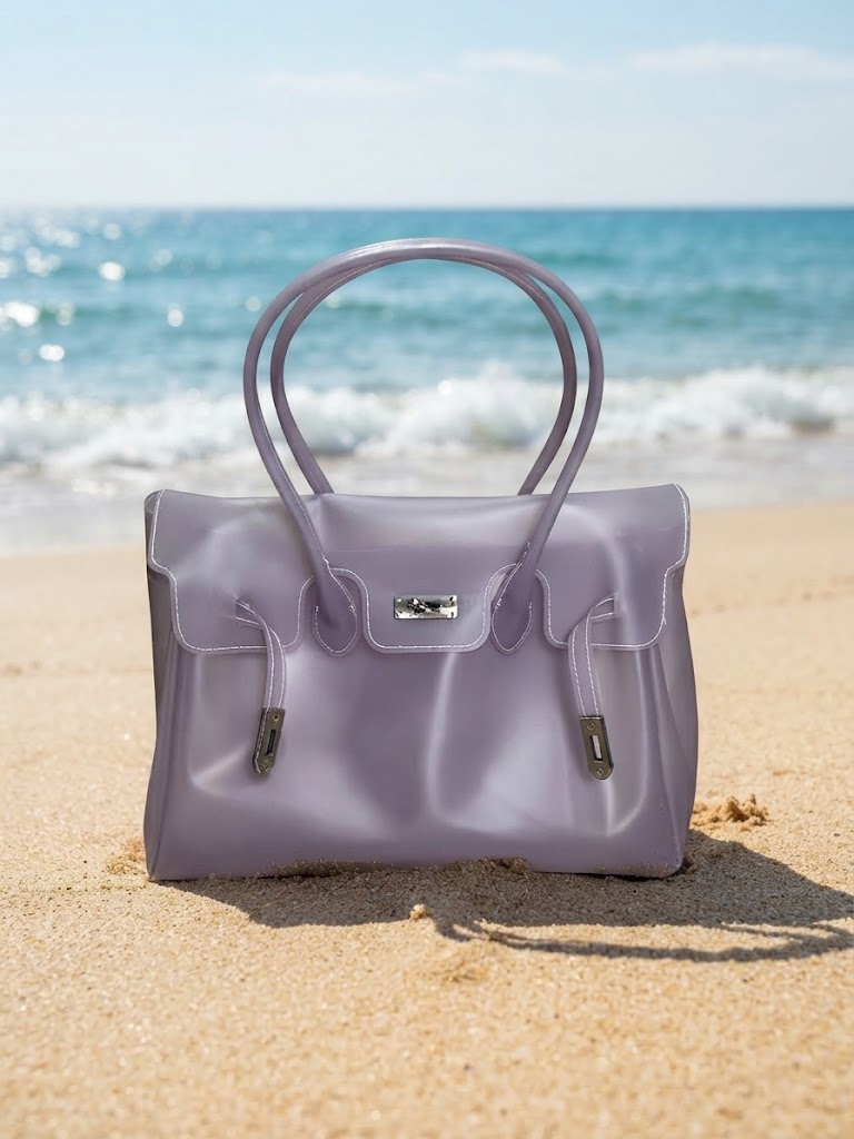 Jelly Tote Bag, Large Capacity TPU, Clear Bag for concert, Commuting, Beach-Light Purple