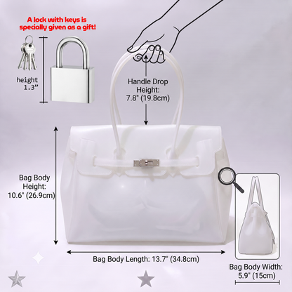 Jelly Tote Bag, Large Capacity TPU, Clear Bag for concert, Commuting, Beach-Pink