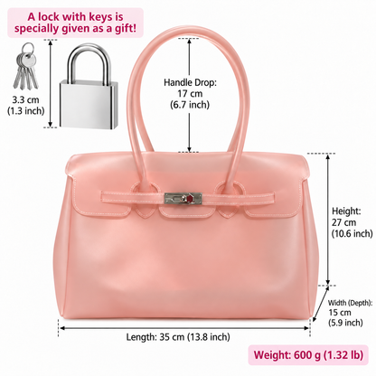 Jelly Tote Bag, Large Capacity TPU, Clear Bag for concert, Commuting, Beach-Blush Pink