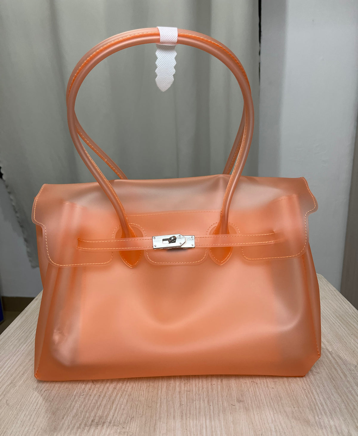Jelly Tote Bag, Large Capacity TPU, Clear Bag for concert, Commuting, Beach-Orange