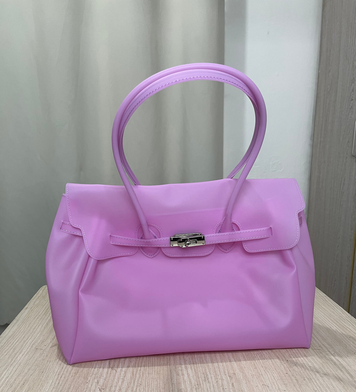 Jelly Tote Bag, Large Capacity TPU, Clear Bag for concert, Commuting, Beach-Pink Purple