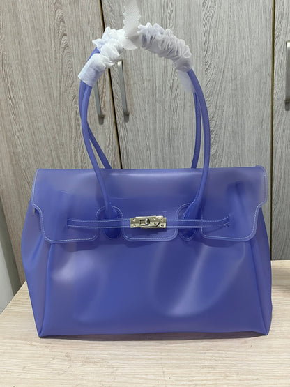 Jelly Tote Bag, Large Capacity TPU, Clear Bag for concert, Commuting, Beach-Deep Purple