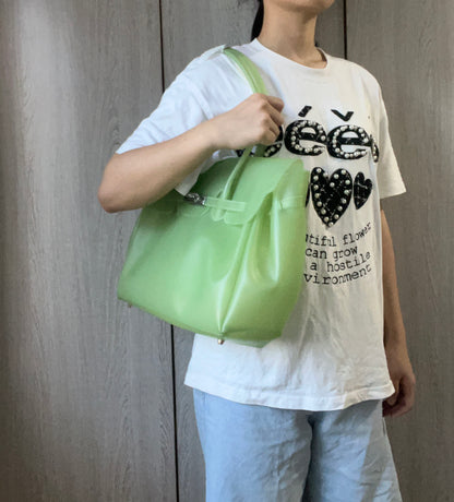 Jelly Tote Bag, Large Capacity TPU, Clear Bag for concert, Commuting, Beach-Lime Green