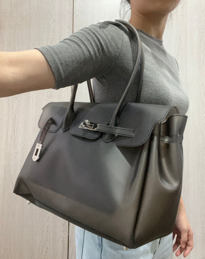 Jelly Tote Bag, Large Capacity TPU, Clear Bag for concert, Commuting, Beach-Black