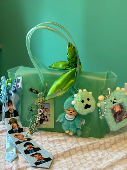 Jelly Tote Bag, Large Capacity TPU, Clear Bag for concert, Commuting, Beach-Mint Green