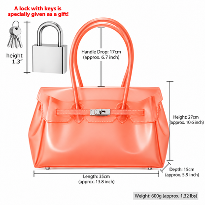 Jelly Tote Bag, Large Capacity TPU, Clear Bag for concert, Commuting, Beach-Orange