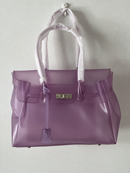 Jelly Tote Bag, Large Capacity TPU, Clear Bag for concert, Commuting, Beach-Night Purple