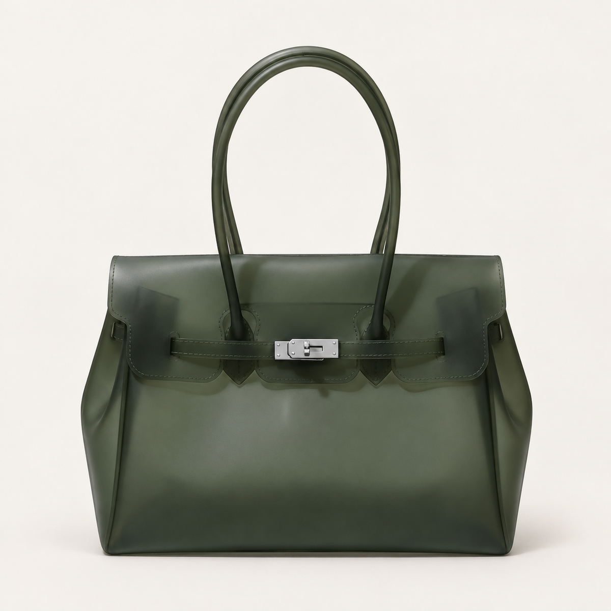 Jelly Tote Bag, Large Capacity TPU, Clear Bag for concert, Commuting, Beach-Dark Green