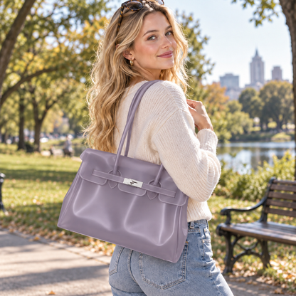 Jelly Tote Bag, Large Capacity TPU, Clear Bag for concert, Commuting, Beach-Light Purple