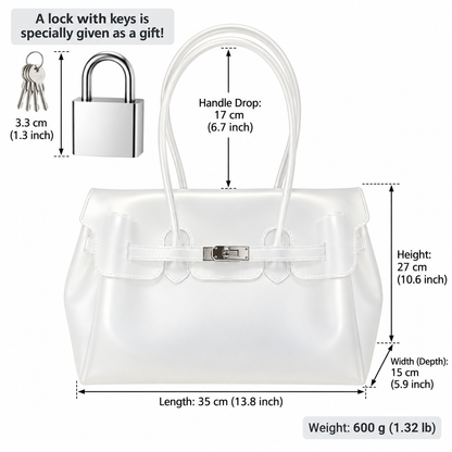 Jelly Tote Bag, Large Capacity TPU, Clear Bag for concert, Commuting, Beach-White