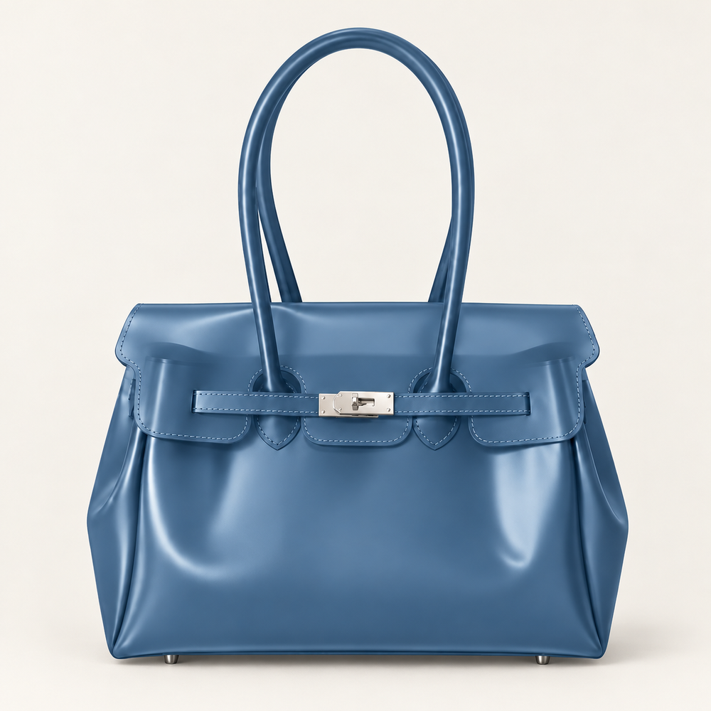 Jelly Tote Bag, Large Capacity TPU, Clear Bag for concert, Commuting, Beach-Haze Blue