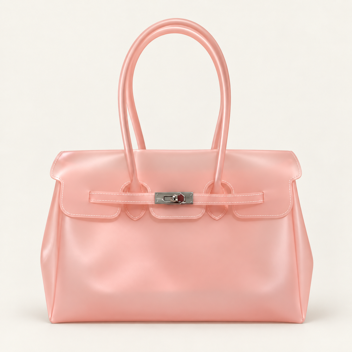 Jelly Tote Bag, Large Capacity TPU, Clear Bag for concert, Commuting, Beach-Blush Pink