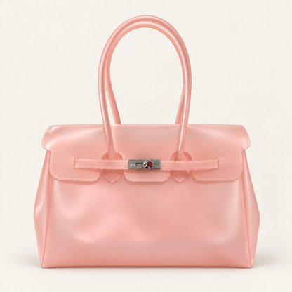 Jelly Tote Bag, Large Capacity TPU, Clear Bag for concert, Commuting, Beach-Blush Pink