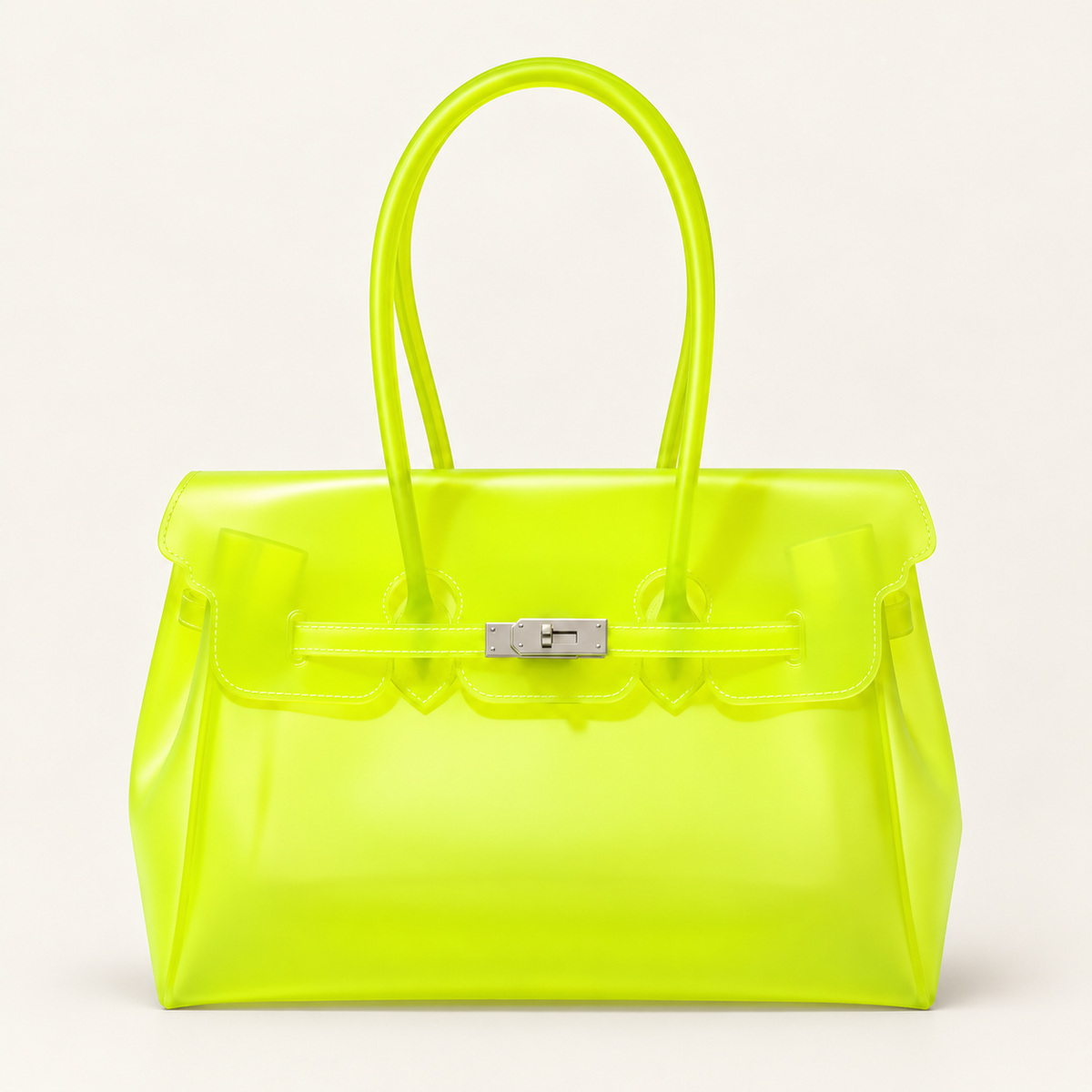 Jelly Tote Bag, Large Capacity TPU, Clear Bag for concert, Commuting, Beach-Neon Yellow