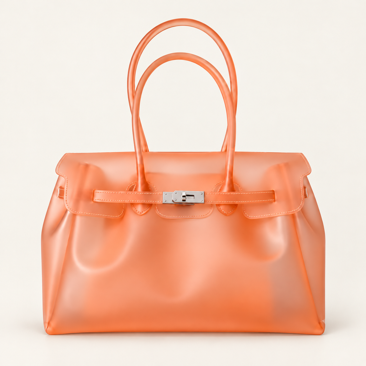 Jelly Tote Bag, Large Capacity TPU, Clear Bag for concert, Commuting, Beach-Orange