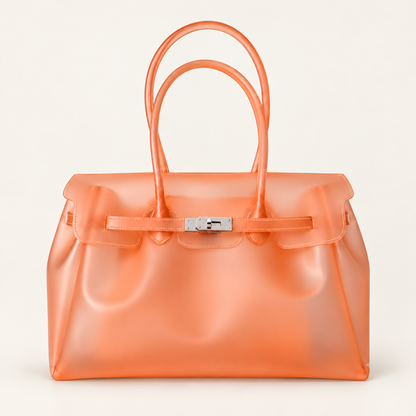 Jelly Tote Bag, Large Capacity TPU, Clear Bag for concert, Commuting, Beach-Orange