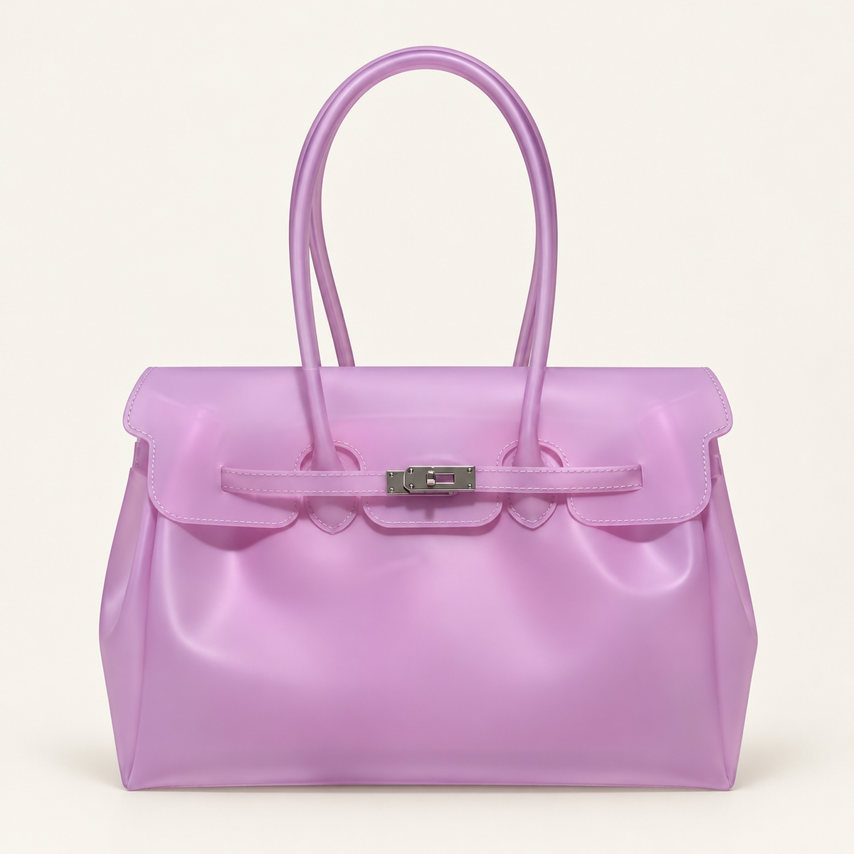 Jelly Tote Bag, Large Capacity TPU, Clear Bag for concert, Commuting, Beach-Pink Purple