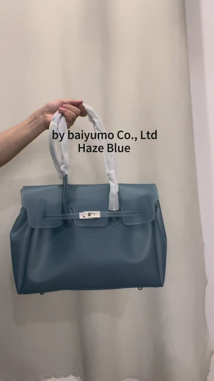 Jelly Tote Bag, Large Capacity TPU, Clear Bag for concert, Commuting, Beach-Haze Blue