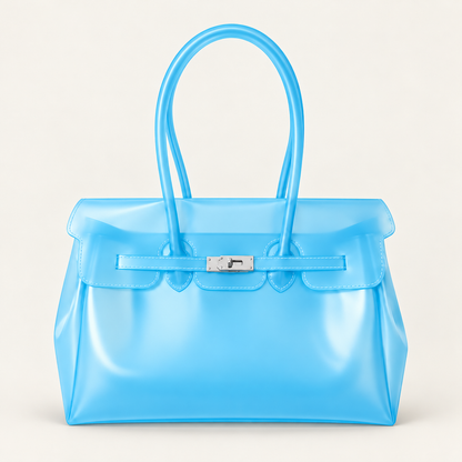 Jelly Tote Bag, Large Capacity TPU, Clear Bag for concert, Commuting, Beach-Sky Blue