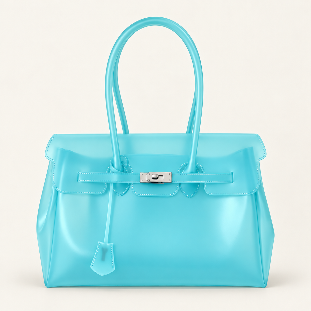 Jelly Tote Bag, Large Capacity TPU, Clear Bag for concert, Commuting, Beach-Turquoise