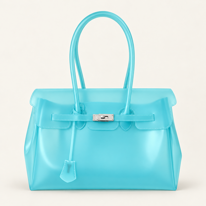 Jelly Tote Bag, Large Capacity TPU, Clear Bag for concert, Commuting, Beach-Turquoise