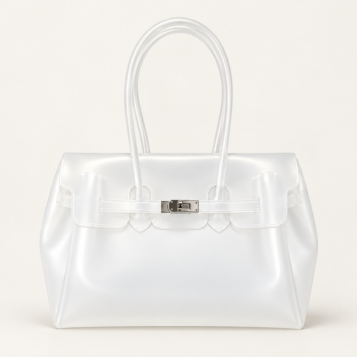 Jelly Tote Bag, Large Capacity TPU, Clear Bag for concert, Commuting, Beach-White