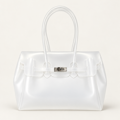 Jelly Tote Bag, Large Capacity TPU, Clear Bag for concert, Commuting, Beach-White