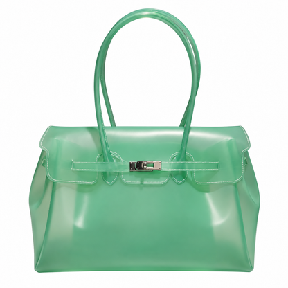 Jelly Tote Bag, Large Capacity TPU, Clear Bag for concert, Commuting, Beach-Mint Green